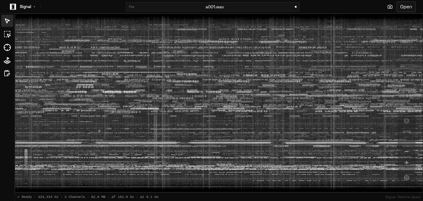 Spectrogramme du fichier entier, enregistrement ouvert dans Signal.